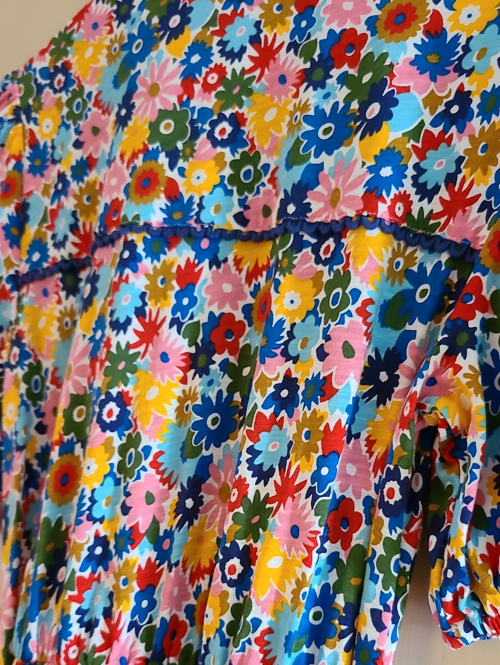Boden Sofia Trim Jersey Midi Dress Floral Pink Multicolor Belred Waist Pockets - Picture 13 of 16